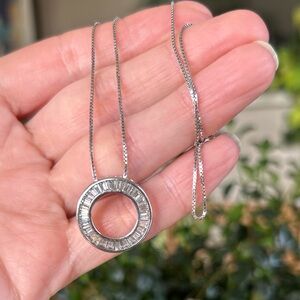 Sterling Silver Circle CZ Pendant Necklace